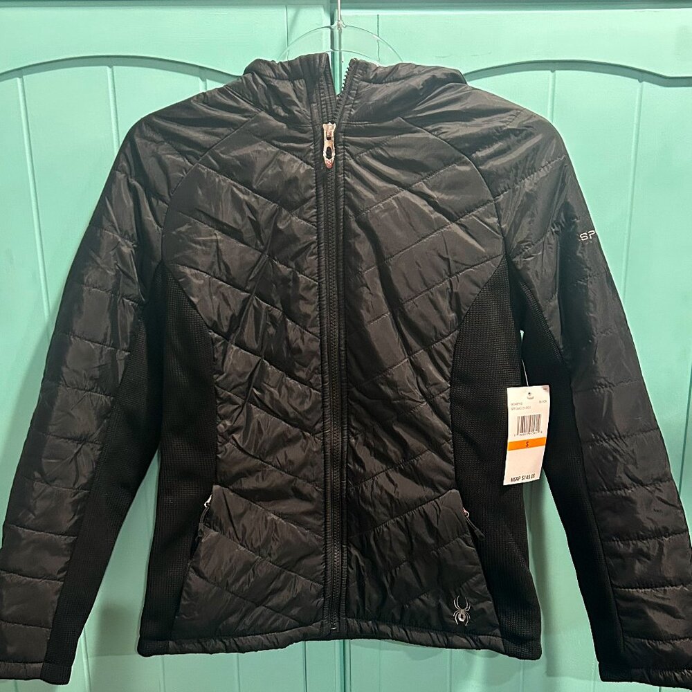 NWT Womens SPYDER ThermaWeb Insulated puff jacket coat SZ S and M full zip blk